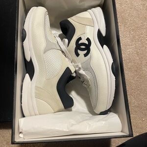 CHANEL Men's Sneakers in White and Cream
